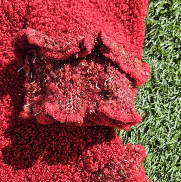 Gizel Sweater Cardigan Vintage Cardigan Red 1X Shoulder Pads 2-Button Closure - Picture 14 of 16